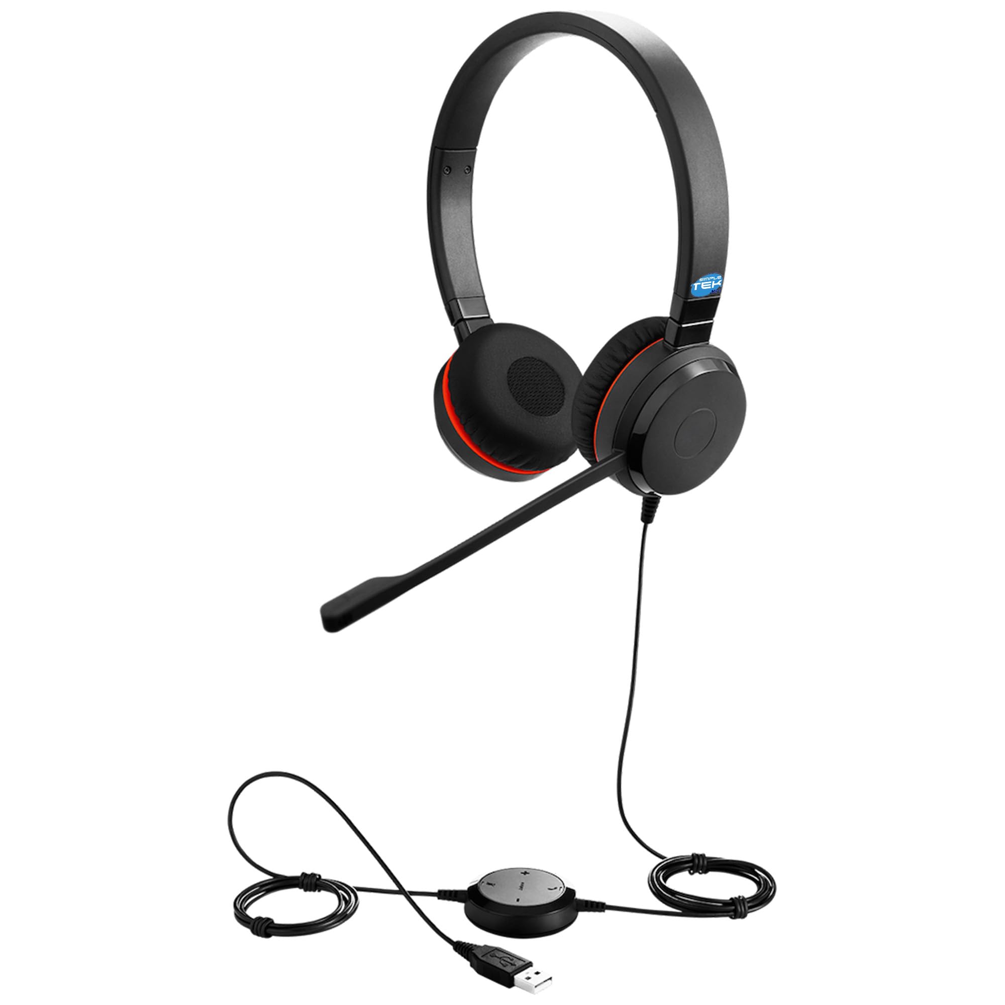 SIMPLETEK - Cuffie Stereo Cablate Evolve 20 SE UC con Connessione 3,5mm e Adattatore USB-A - Ottimizzate per Comunicazione