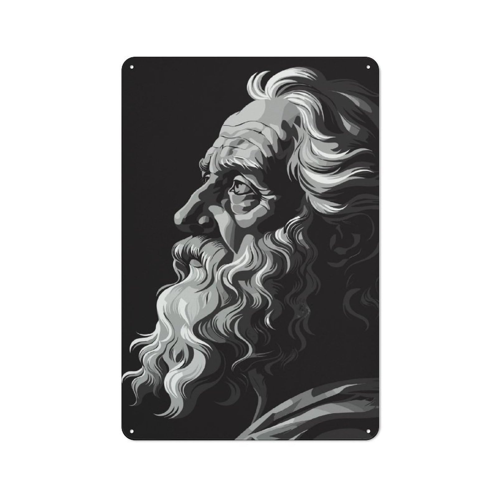 Junmoney Plato Portrait Metal Plaque 30X20cm With For Pub Or Café, Rustic Decor, For Garage, Workshop And Man Cave Decoration