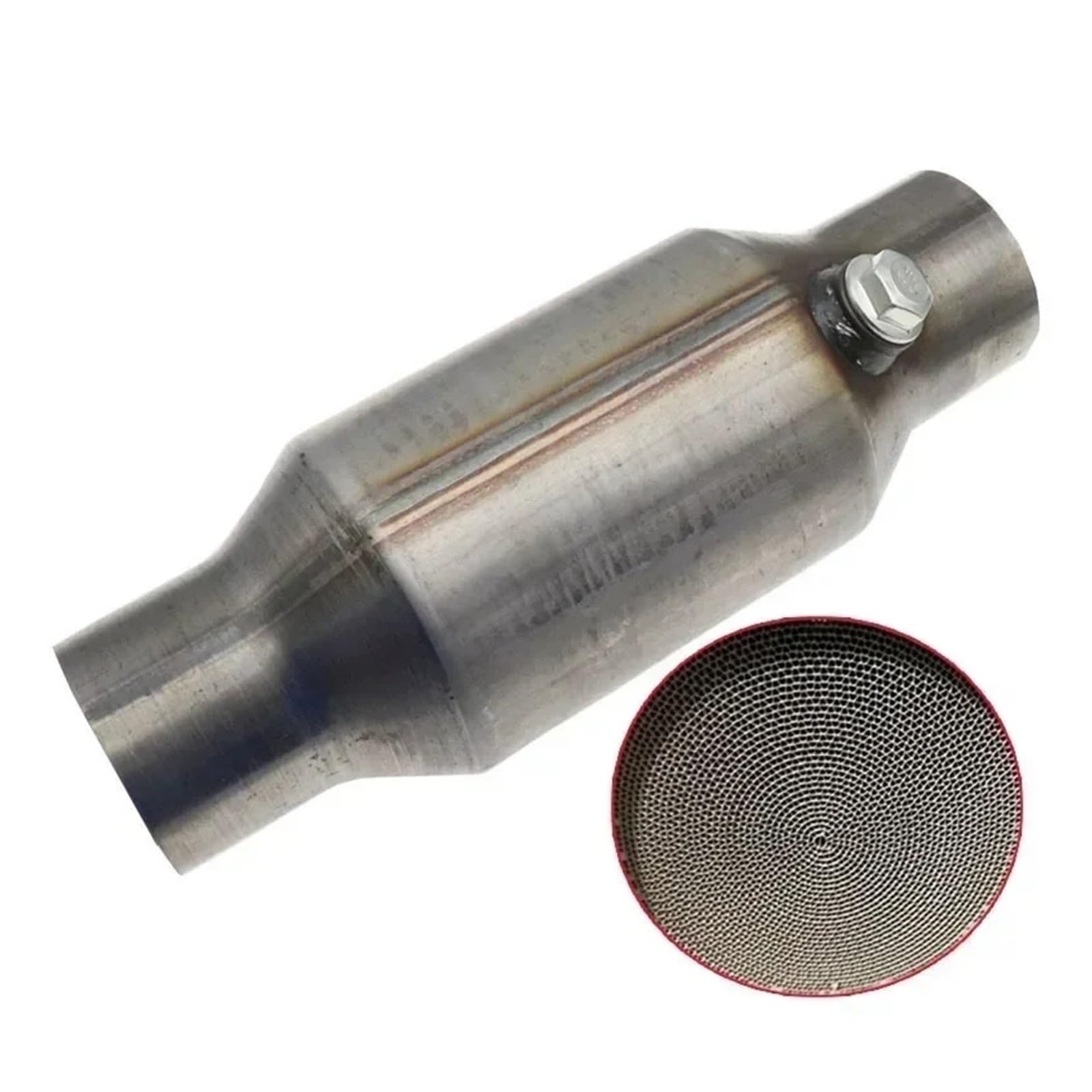 Katalizator 6000 Funtów, Uniwersalny, 6,35 Cm/2,5 Cala, Wlot/wylot, Stal Nierdzewna, 400 Otworów, Urządzenie Kontroli Emisji Uniwersalny katalizator z wlotem/wylotem