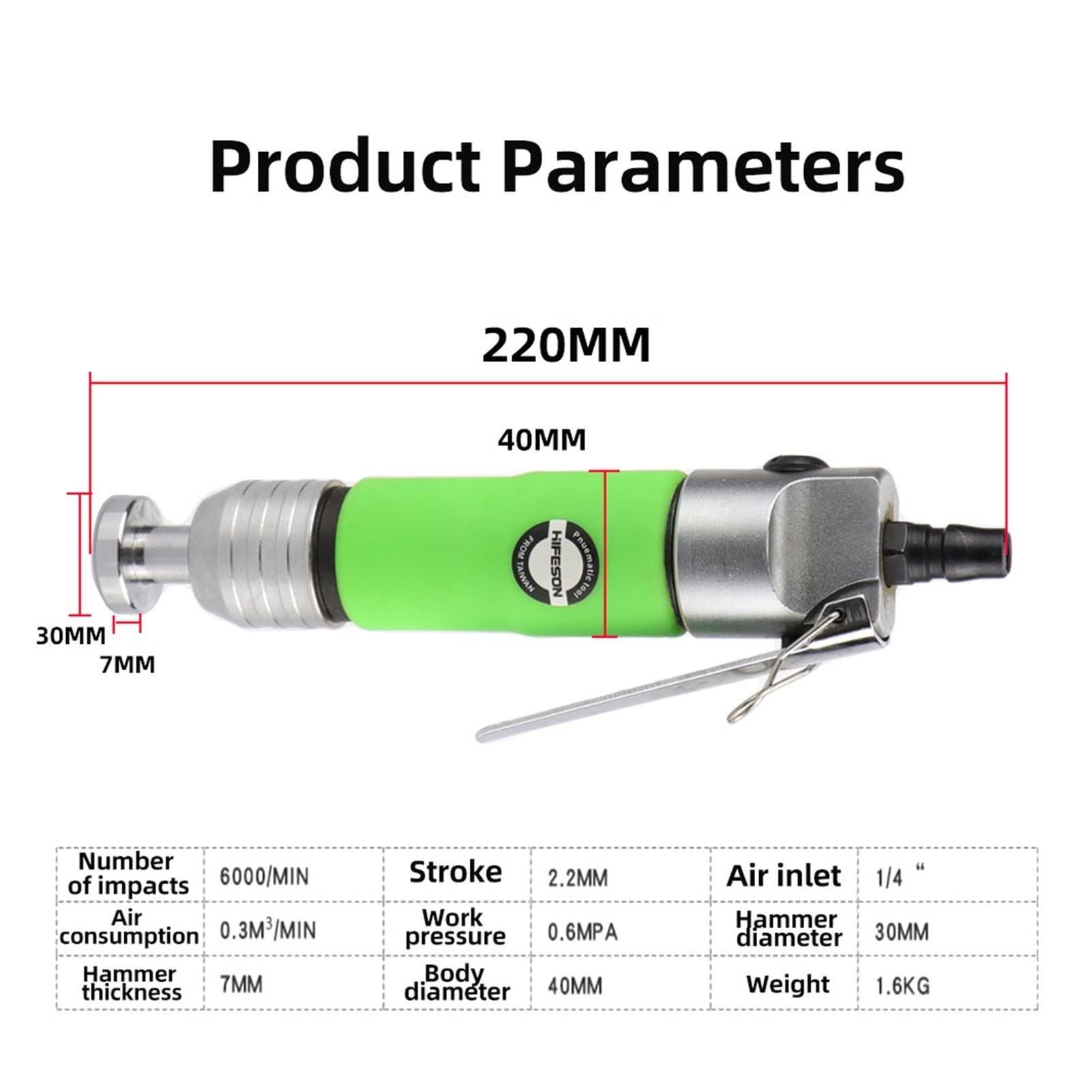 Pneumatischer Drucklufthammer, Mini Gerade pneumatische Hammer Legierung Stahl gehärtet Massagehammer Schuhkante Forming Hammer Shoon Schläger Für Fliesen, Beton, Ziegel