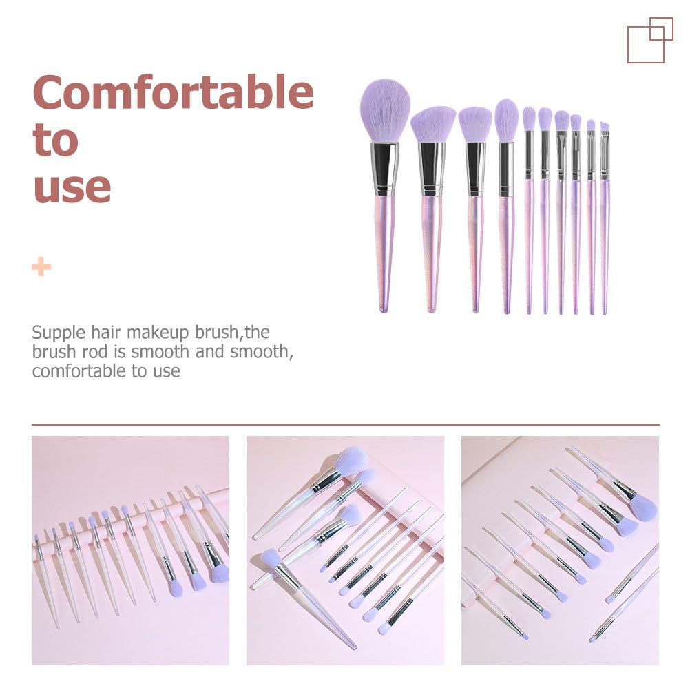 minkissy 10Pcs Purple Makeup Brush Set, Soft Synthetic Fiber Brushes for Foundation Powder, Blush - Image 3