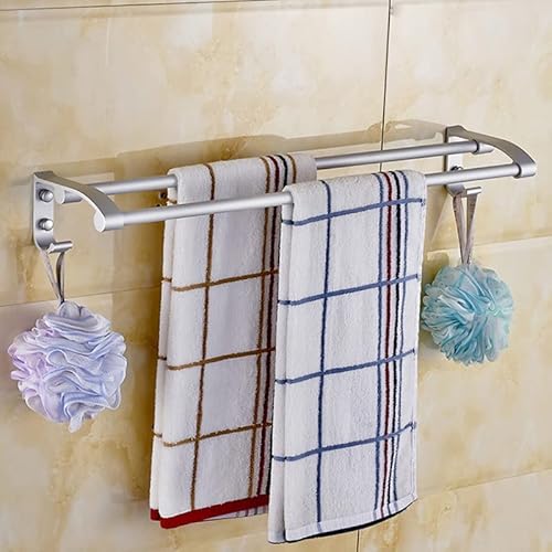 Toalheiro Duplo Suporte Porta Toalha 50 cm Com Ganchos Dupla Instalação