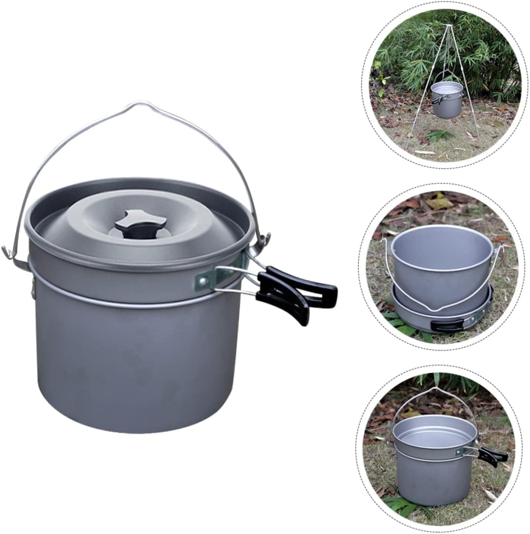 1set Portable Outdoor Camping Cookware Persons Non-Stick Picnic Pots Lightweight and Compact Design for Hiking Backpacking and Family Trips