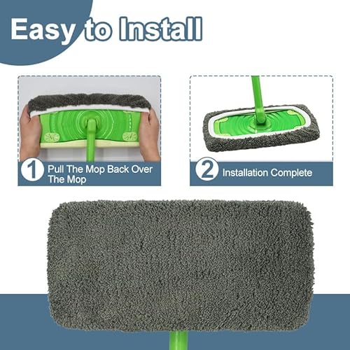 4 Stück Wiederverwendbar Trockene Bodentücher/Feuchte Bodentücher für Swiffer Sweeper Mop, Waschbar Mikrofaser-Wischpads Nachfüllpack für die Reinigung von Hartböden/Holzböden (Grau (4 Stück))