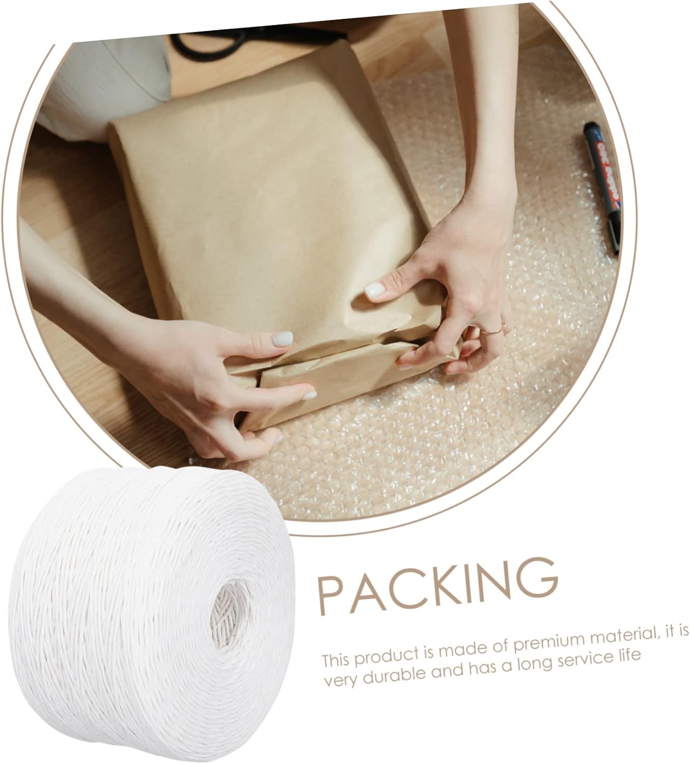 Veemoon 1roll Kraft Paper Rope Elegant Handmade Paper Rope for Lampshade Weaving Packing and Craft Projects for Floral Arrangements Home Decor