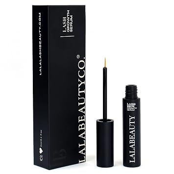LalaBeautyCo Lash Growth Serum for Longer, Thicker, Fuller Lashes Peptide, Biotin & Vitamin Formula Ophthalmologist Tested, Cruelty-Free