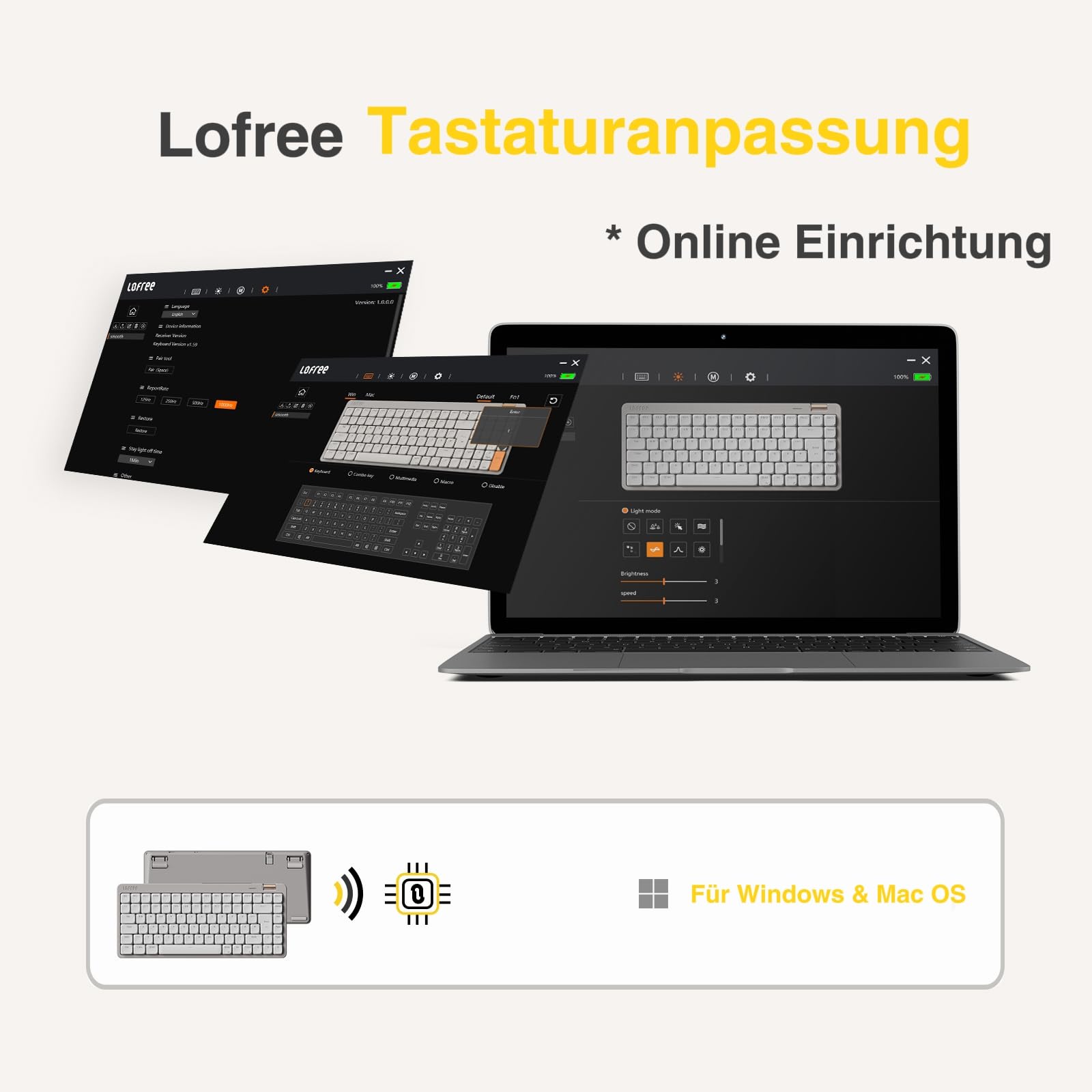 Flow Lite84 Tasten Low Profile Mechanische Tastatur (Deutsches Layout QWERTZ) - Kabellos Bluetooth/2.4G/Kabel, Swappable mit Specter Linearen Switches, Wiederaufladbar - Für Win&Mac (Marmor Grau)