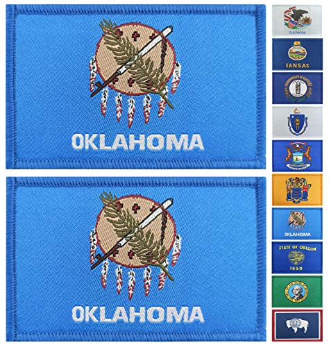 JBCD 2 Pack Oklahoma Flag Patch States Flags Tactical Patch