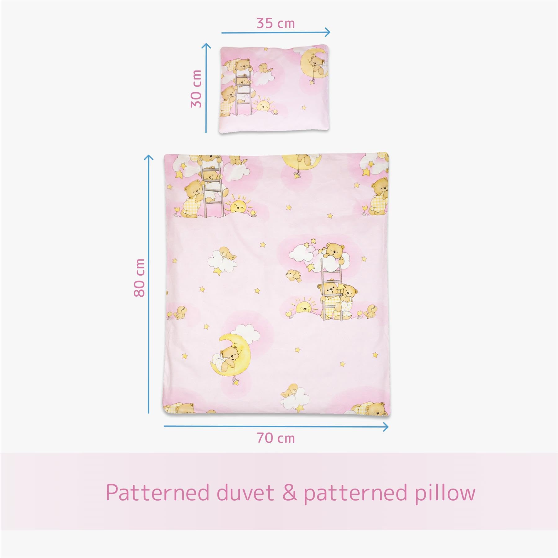 Baby Comfort Parure de Lit Couette 70x80 cm et Oreiller 30x35 cm pour Berceau - Motif 5 (12 Mois+)
