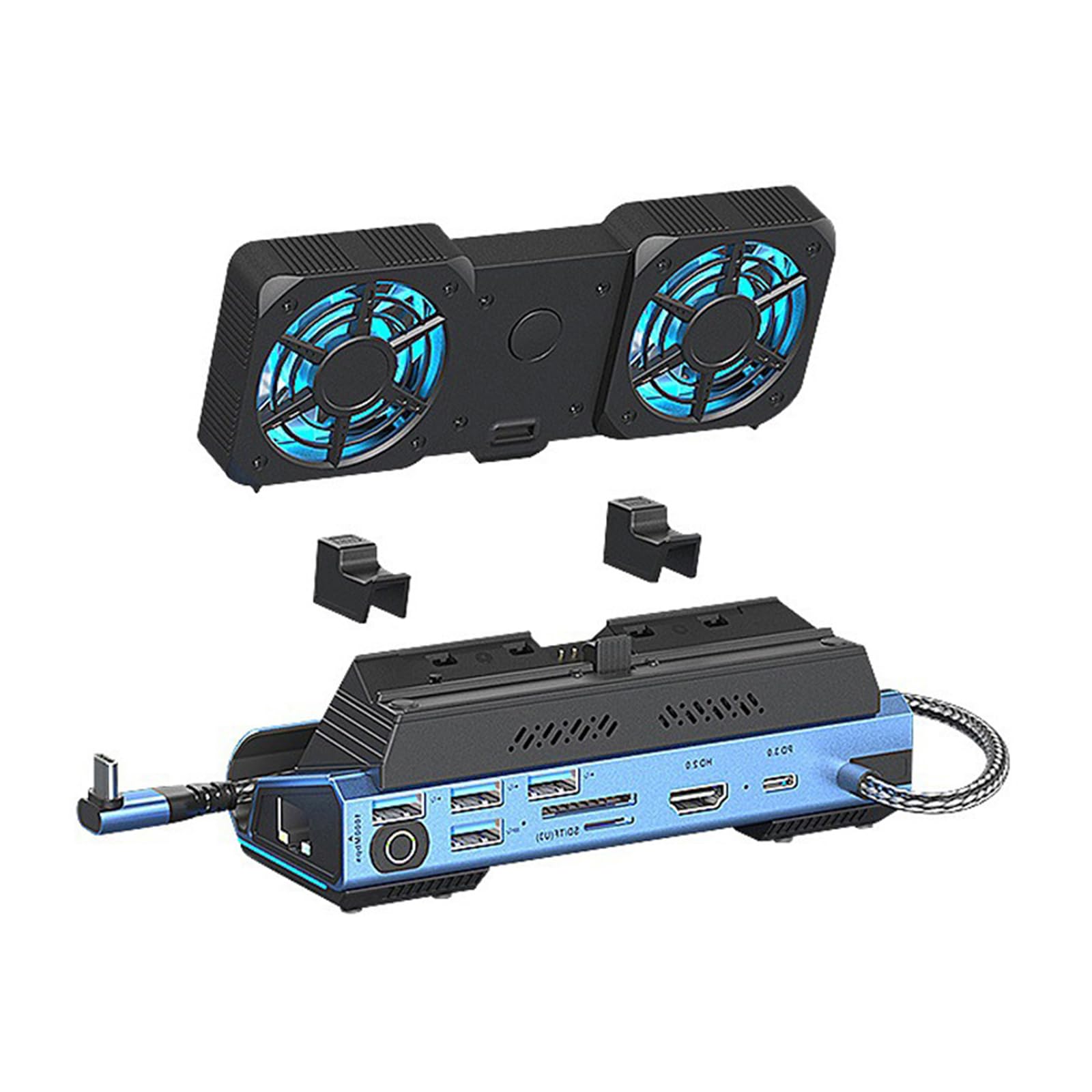 Dock Station 4K @ 60Hz RJ45 lector de tarjetas para consola, adaptador multipuerto con cartucho de disco duro, ventilador de refrigeración, lector de tarjetas con ventilador de refrigeración, cartucho