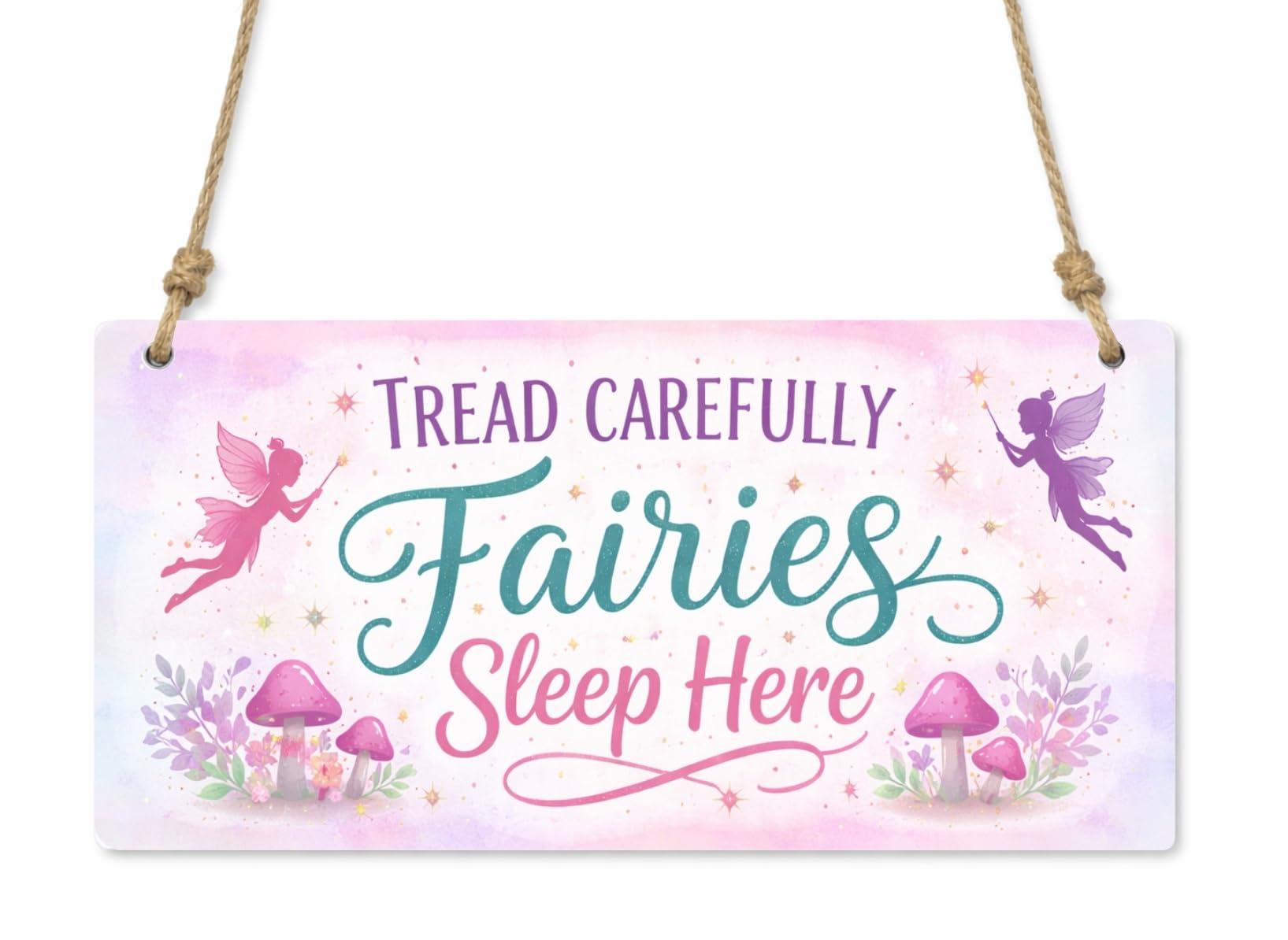 Tread Carefully Fairy Sleep Sign – Enchanted Garden Plaque for Outdoor Decor, Magical Nursery Wall Art, Whimsical Gift for Children Room or Fairy Lovers cpt76