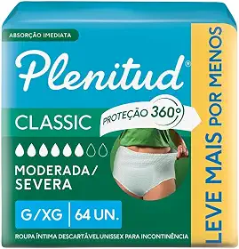 Plenitud Roupa Íntima Classic para Incontinência G/XG - 64 Un