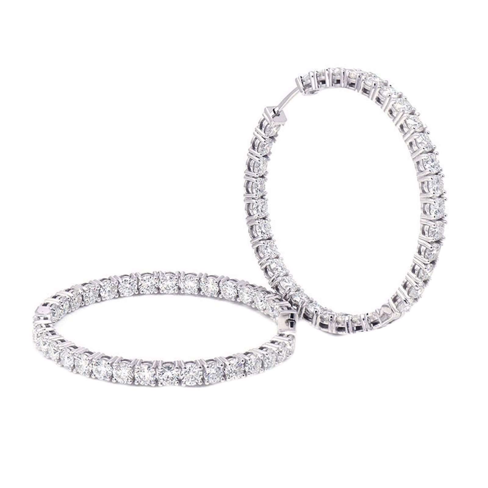 KnSam Echtgold Schmuck Ohrringe Weißgold Au 375/585/750, Groß Kreis Hoop Damenohrringe Creole mit Moissanit, 9K/14K/18K Weiß Gold Ohrringe Hängend