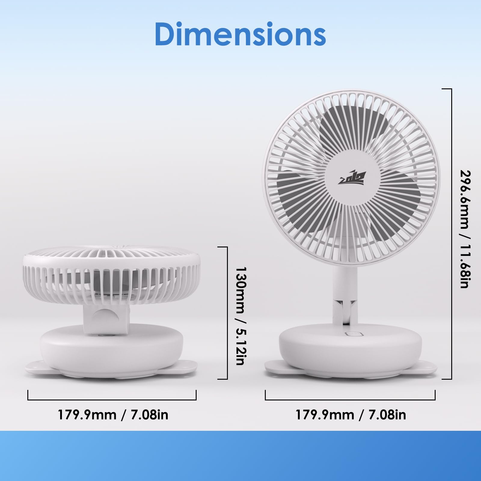 ZOIZ Ventilatore da parete per caravan, 12 V, con luce LED, silenzioso, oscillante, per camper, roulotte, barca, camera da letto, soggiorno, portatile, per campeggio e furgoni