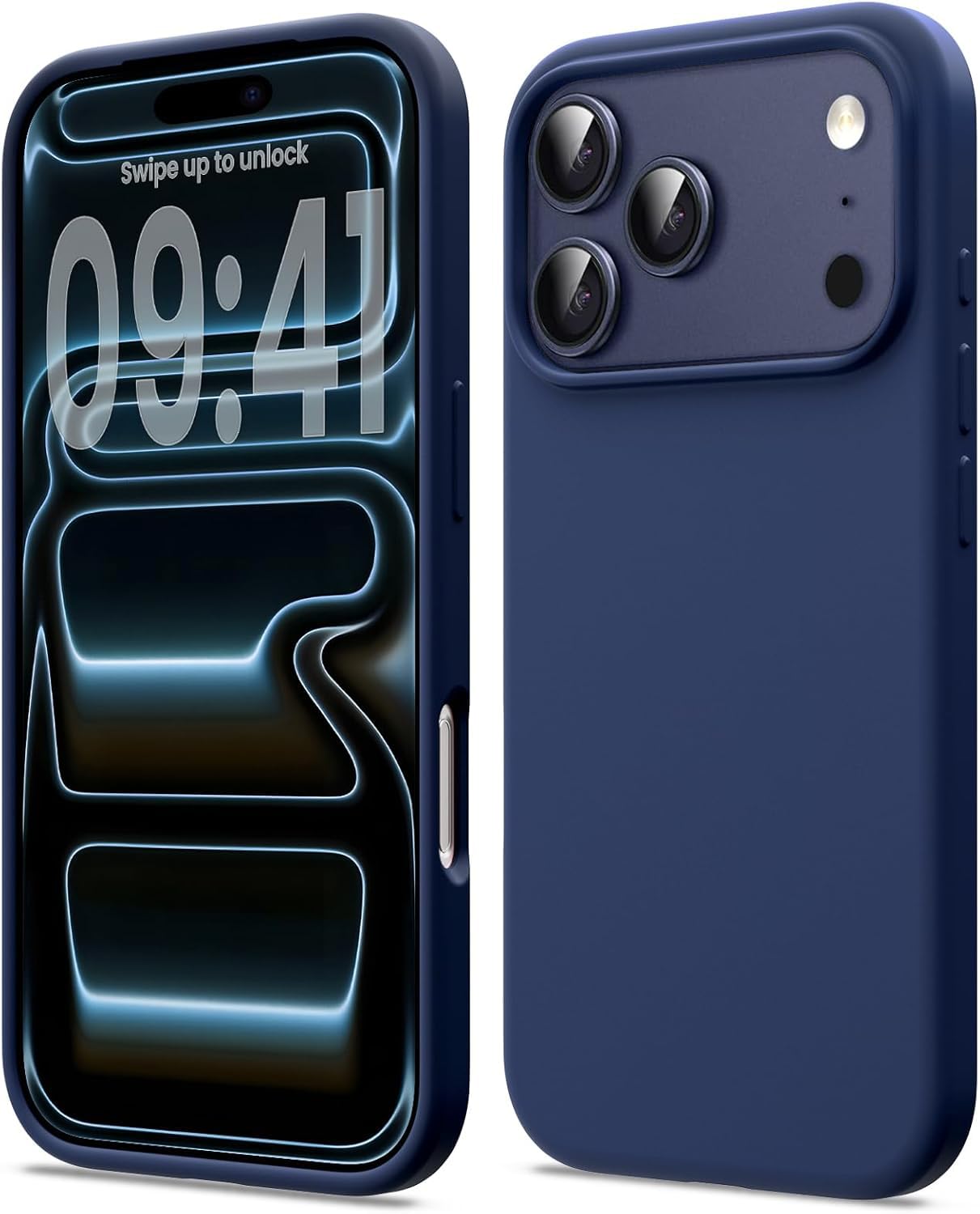 DIZORO Compatible with (iPhone 17 Pro Case)(2025), Liquid Silicone 3 Layers Full Covered Soft Gel Rubber Phone Case,Shockproof Protective Cover with Anti-Scratch Microfiber Lining-Dark Blue-image-36
