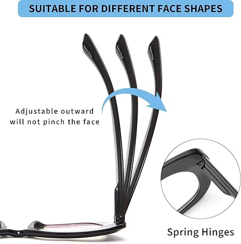 Miniatura 3 de JM Gafas de lectura de ojo de gato para mujer, bloqueo de luz azul, para lectura de computadora con bisagra de resorte