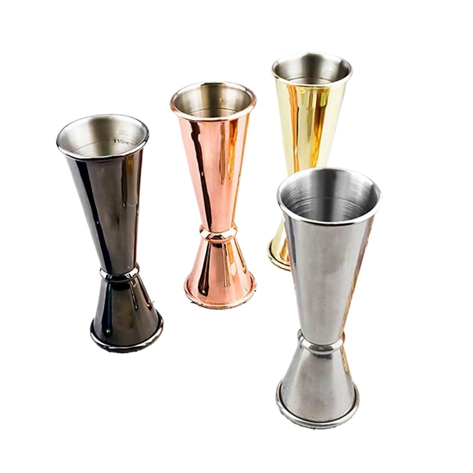 Double tasse à mesurer avec mesures l'intérieur, Compatible les outils de bar des barmans(Rose Gold)
