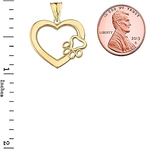 Amazon | Dazzling 14 Kイエローゴールドオープンハート犬足プリント