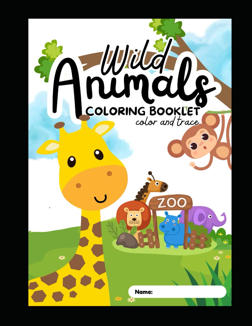 Wild Animals – Livro de Colorir Infantil: Animais Selvagens para Colorir e Aprender