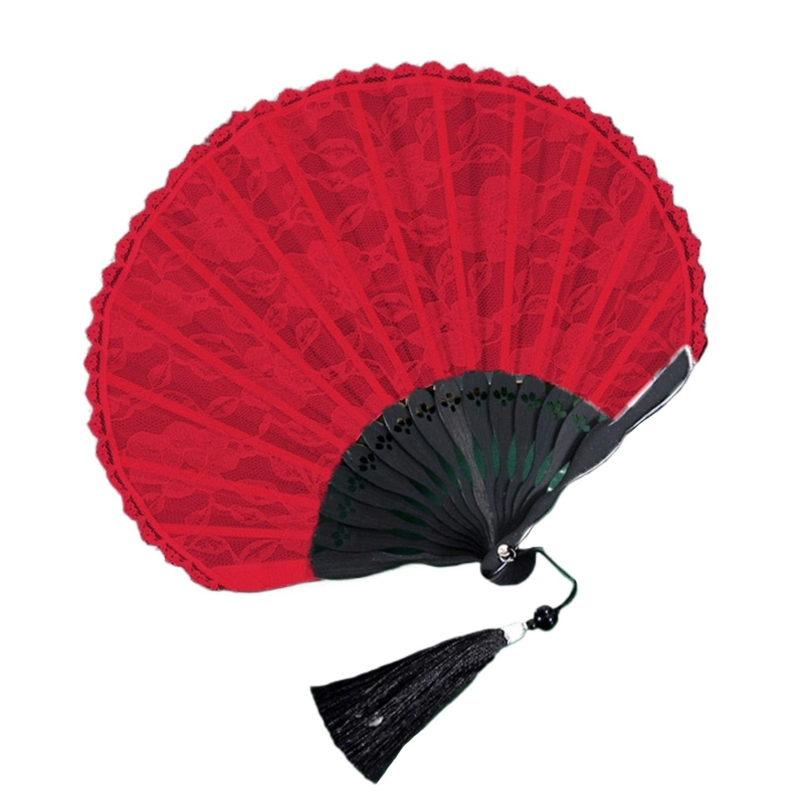 SXTYYH Hand Fans for Women Foldable, Reusable Chinese Japanese Vintage Bamboo Lace Shell, Dance Decorations Festival Gift, Folding Handheld Fan(Red)