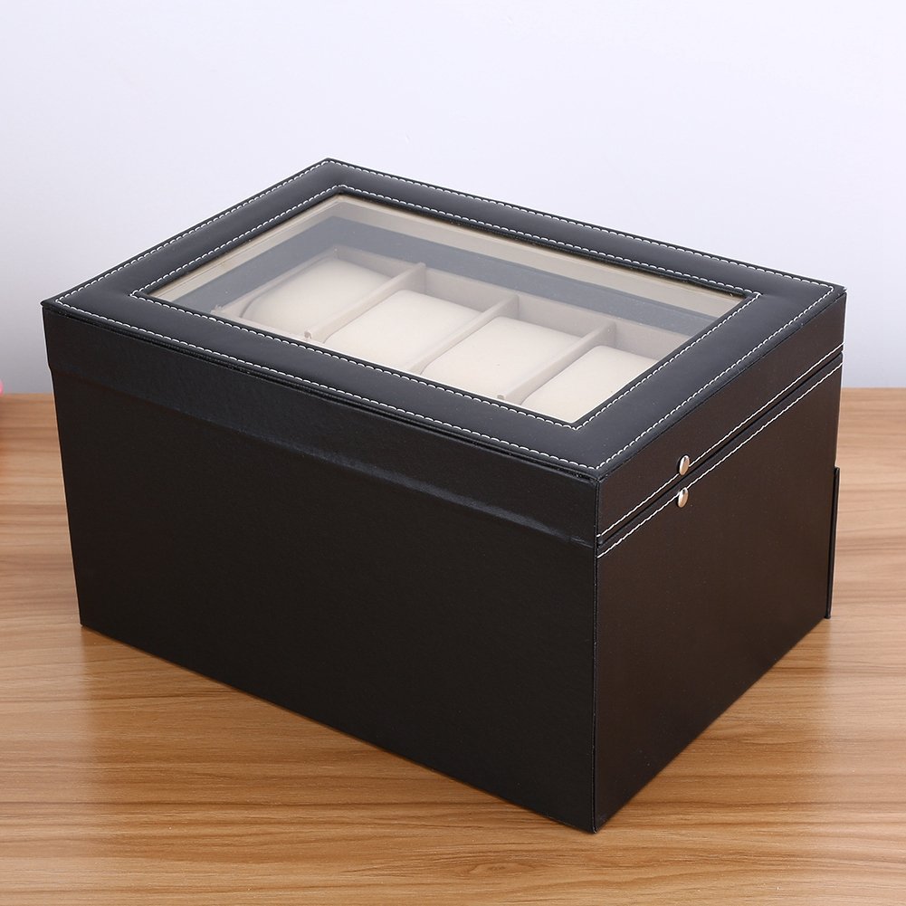 lyrlody Caja de Reloj de Cuero de 20 Rejillas, Vitrina, Organizador de Colección de Joyas, Caja de Reloj, Caja de Cuero para Reloj, Caja para Guardar Relojes de Pulsera