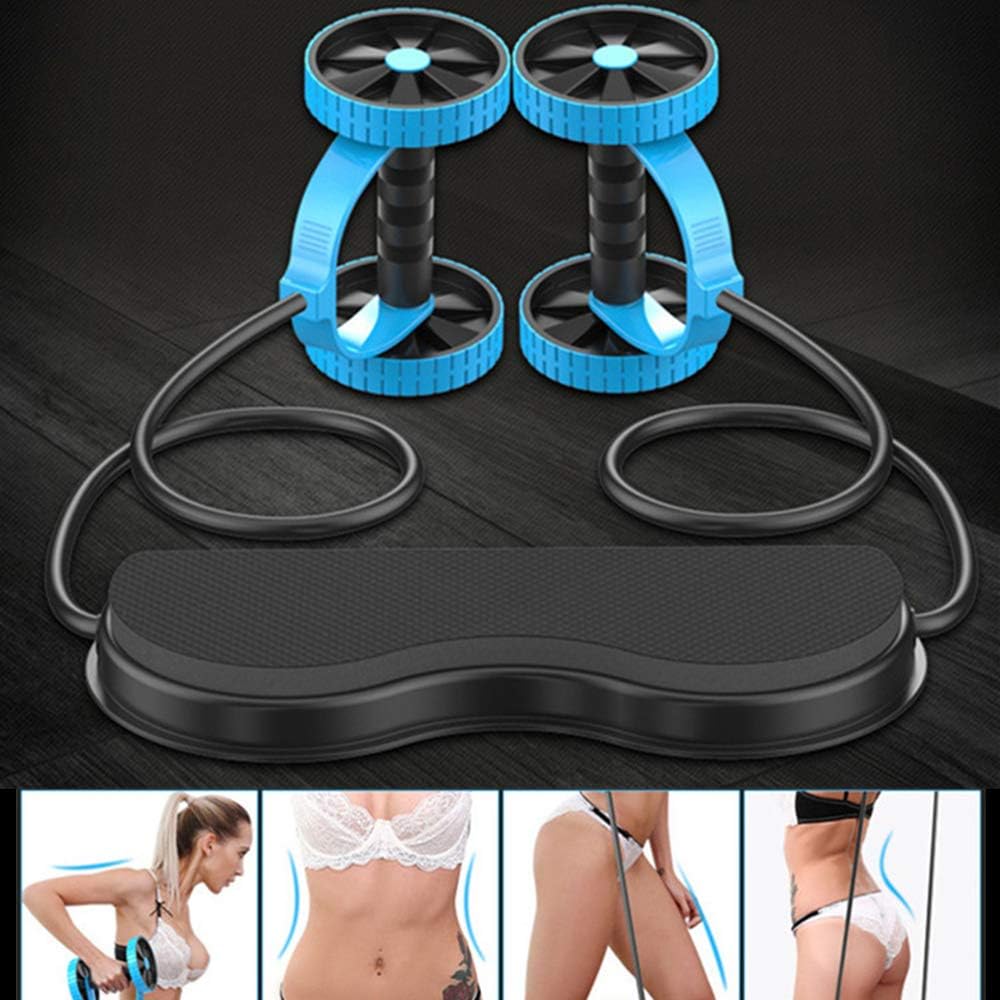 Ab Wheel Double Roller, Multifunctional Core Ab Workout, Abdominal Exercise Equipment, Abs Roller Wheel with Resistance Bands, for Home, Gym