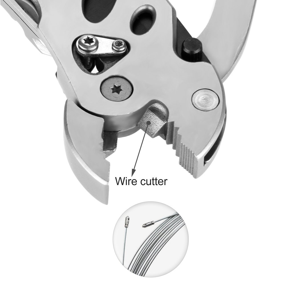 OUTU Multifonction outil clé couteau pince tournevis clé à molette - Outils de plein air avec étui en nylon
