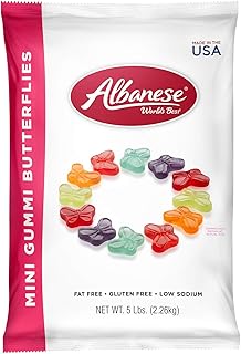 Albanese Candy Mini Gummi Butterflies 80 Ounce (Pack of 1), Gummi Candy Assorted Flavors: Grape, Strawberry, Orange, Blue ...