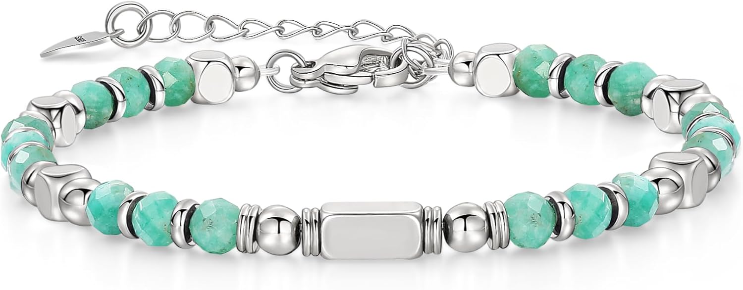 Gemstone Beaded Bracelets For Women,Boho Stainless Steel Bracelet，Jewelry Gifts For Family, Friends, Parents