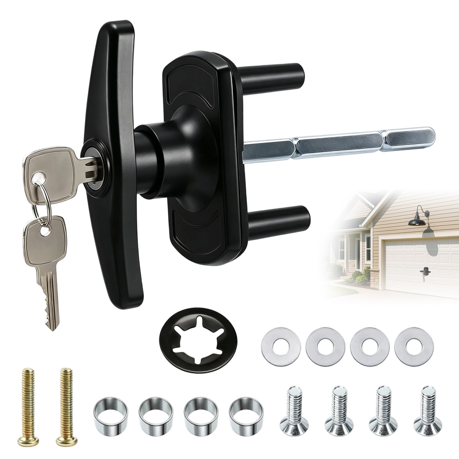 Garage Door Lock, Garage Door Locks Doors Lock Up and Over Handle Replacement Shed Latch Puller Parts for Roller Shutter Parking Gate Patio Front