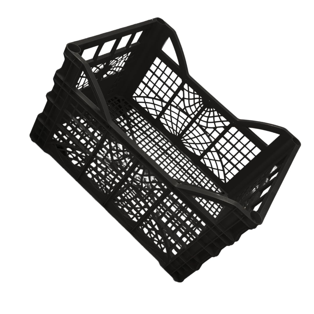 Caja de almacenaje de 30x40cm, caja de frutas y verduras, cesta apilable para frutas y verduras, 15 kg, color negro (12)