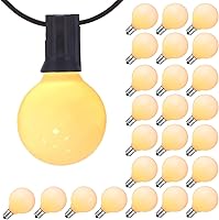 Vista 26 de Paquete de 25 bombillas de repuesto G40, bombillas de vidrio incandescente de 5 W 120 V, para tira de luces E12 para exteriores, rosa esmerilado