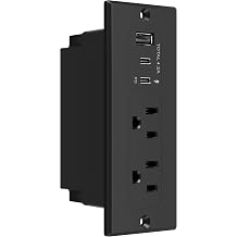 LIDER Slim Recessed Desk Power Outlet with 2 AC Outlets, 3 USB Ports USB-A & Dual USB-C, 21W Charging, 6.5FT Cord for Desk, Conference Table & Countertop, ETL Listed, Thermoplastic, Matte Black