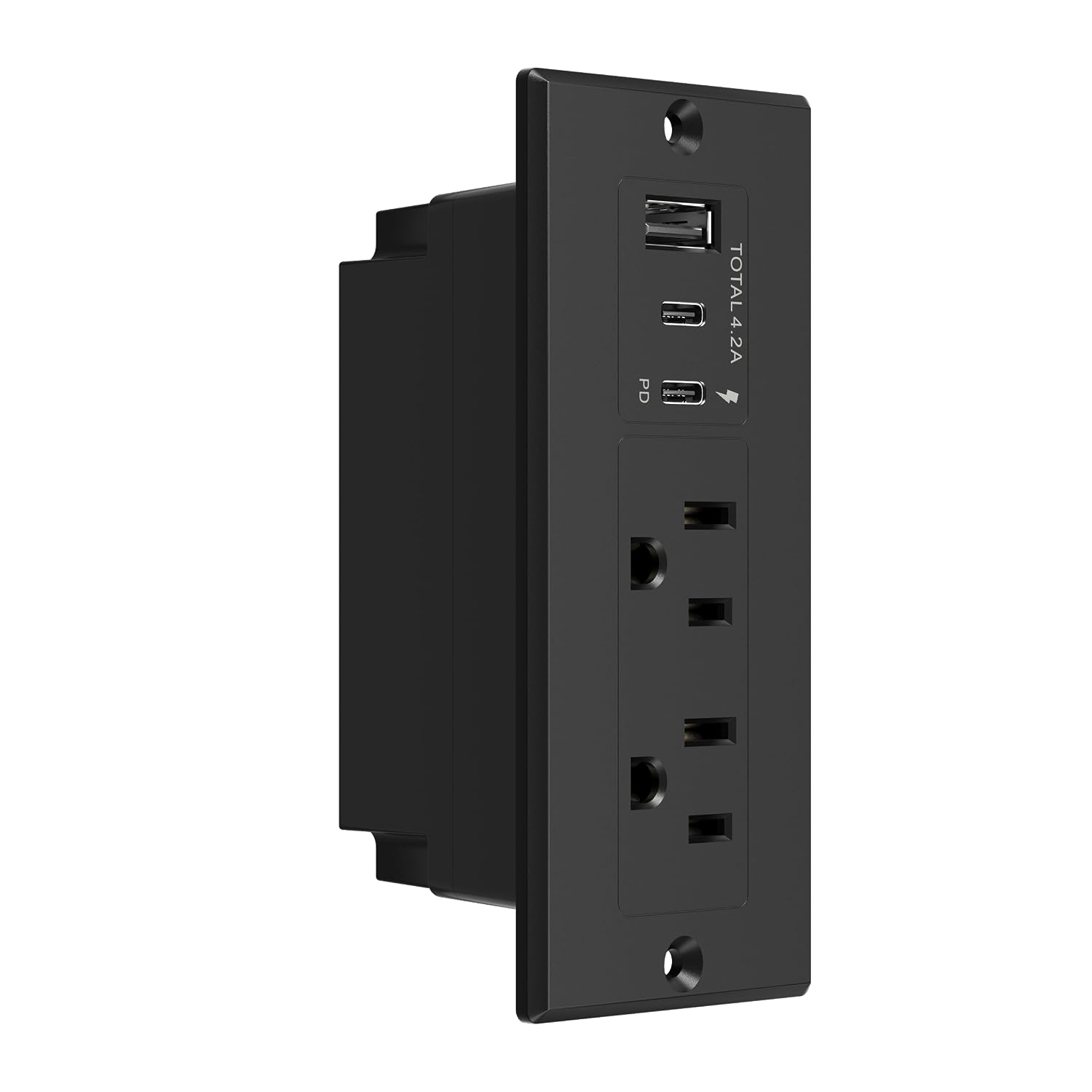 LIDER Slim Recessed Desk Power Outlet with 2 AC Outlets, 3 USB Ports (USB-A & Dual USB-C), 21W Charging, 6.5FT Cord for Desk, Conference Table & Countertop, ETL Listed, Thermoplastic, Matte Black