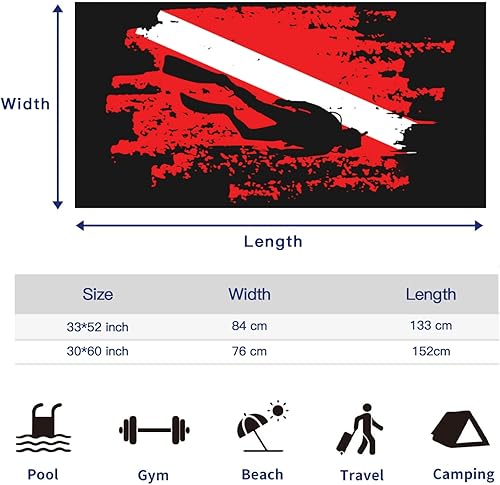 Miniatura 7 de XEMznz Toalla de playa de microfibra con bandera roja, de secado rápido, súper absorbente, de gran tamaño, para viajes, piscina, baño, campamento,
