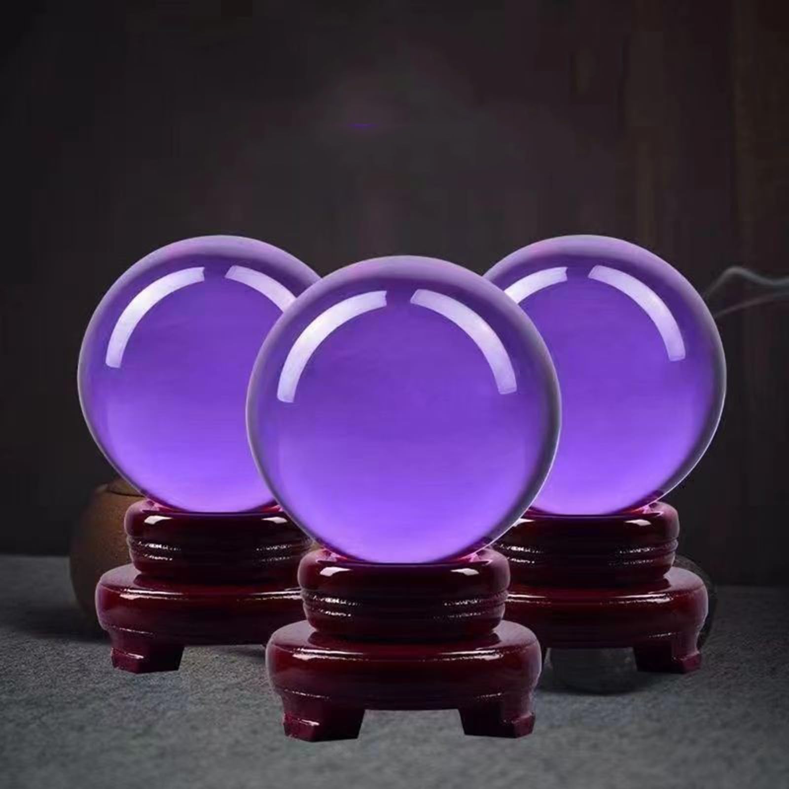 Bola de Cristal de meditación con Soporte, Bolas Decorativas de Cristal Morado para fotografía, Bola de Lente, Feng Shui, Bola de adivinación y adivinación,10cm/3.9in