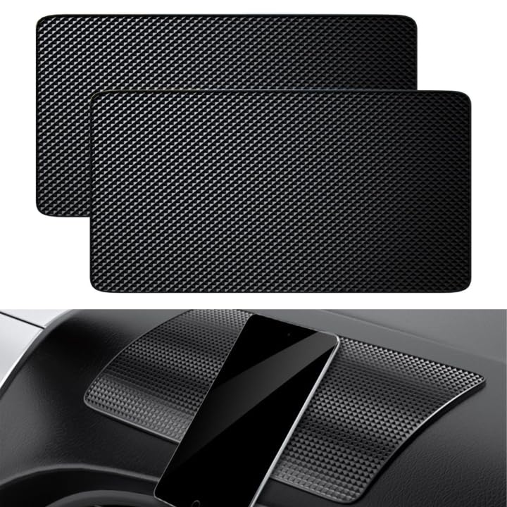 Dreamil 2 Stück Anti Rutsch Auto Armaturenbrett Matte 27 x 15 cm Feste klebrige Antirutsch Pad Antirutschmatte für Autodekorationen Handy Sonnenbrille Schlüssel TV-Fernbedienungen(Schwarz)