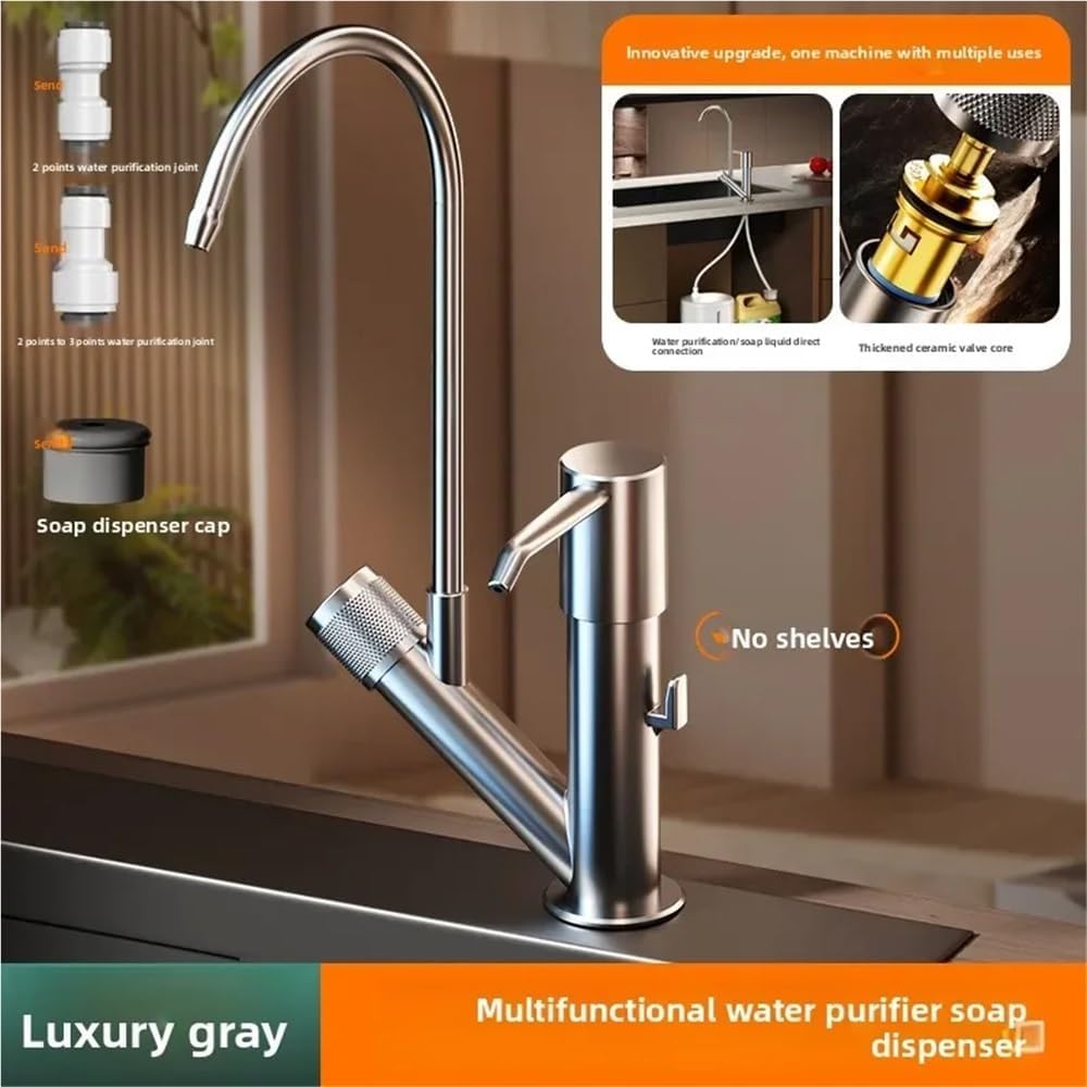 Faucet Dishwashing Liquid Extension Tube Press Kitchen Sink Multifunctional Clean Faucet with Storage Rack Soap Dispenser Faucet