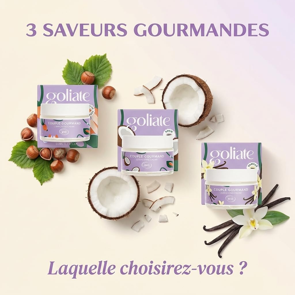 Goliate Huile de Massage Comestible et Lubrifiant Intime 2en1 Bio 50ml — Le Couple Gourmand, Certifié COSMOS ORGANIC par Ecocert, Végan, Fabriqué en France