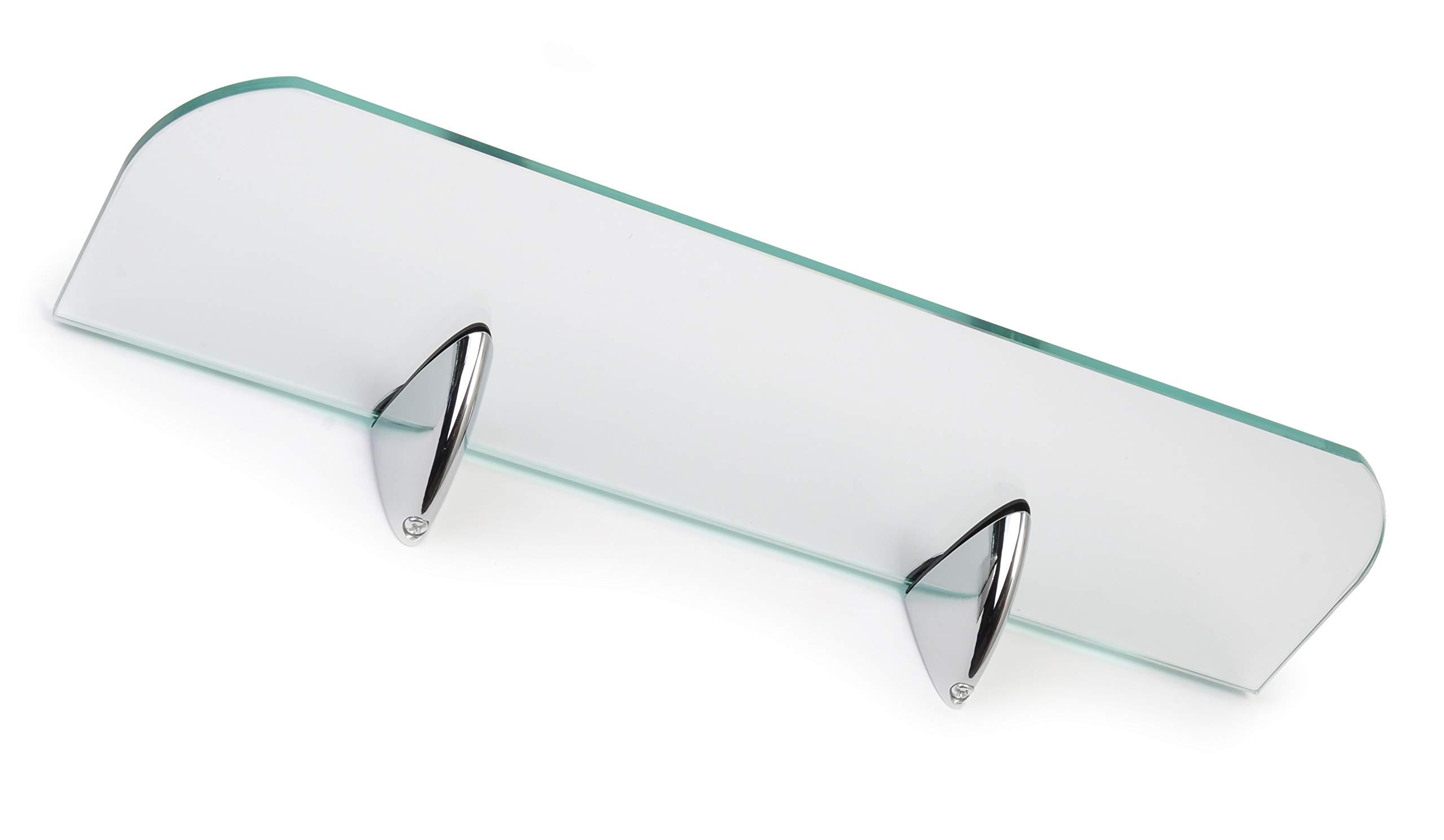 Estantes de cristal endurecido de 6 mm de grosor con esquinas curvadas y estante grande con acabado cromado, soporta 600 mm y 500 mm (aprox.), 1 estante transparente., 500mm x 100mm