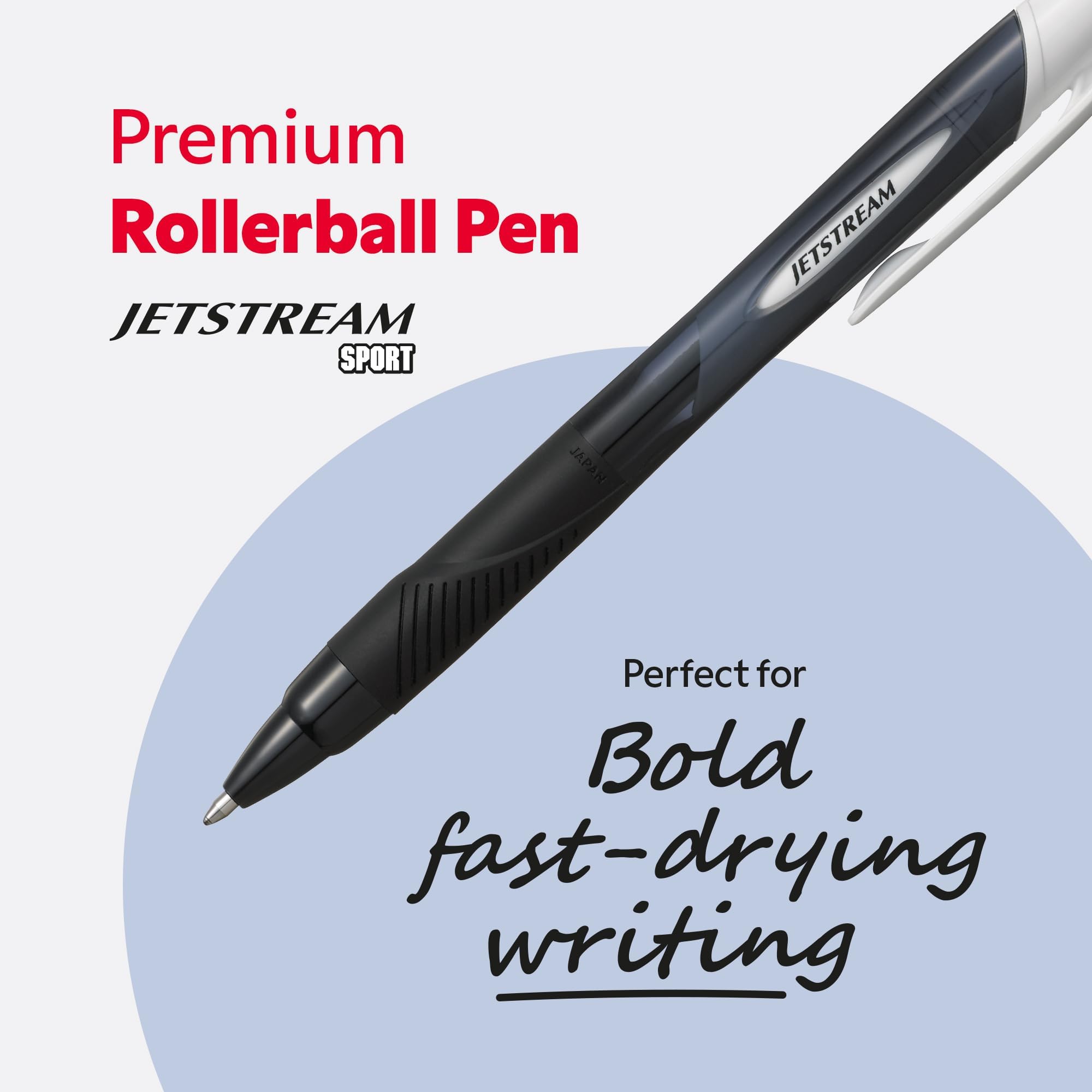 uni-ball Jetstream Sport SXN-150S Ballpoint Gel Pens. Premium 1.0mm Rollerball Tip. Smooth Writing Black Uni Super Ink Dries Instantly. Pack of 3 in Plastic Free Packaging