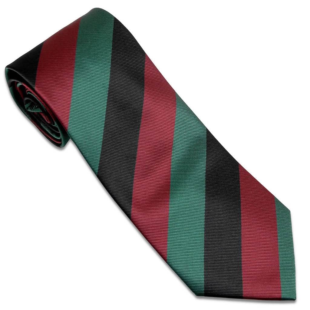 The Regimental Shop Men's Black/Red/Green Queen's Lancashire Regit Polyester Regital Tie
