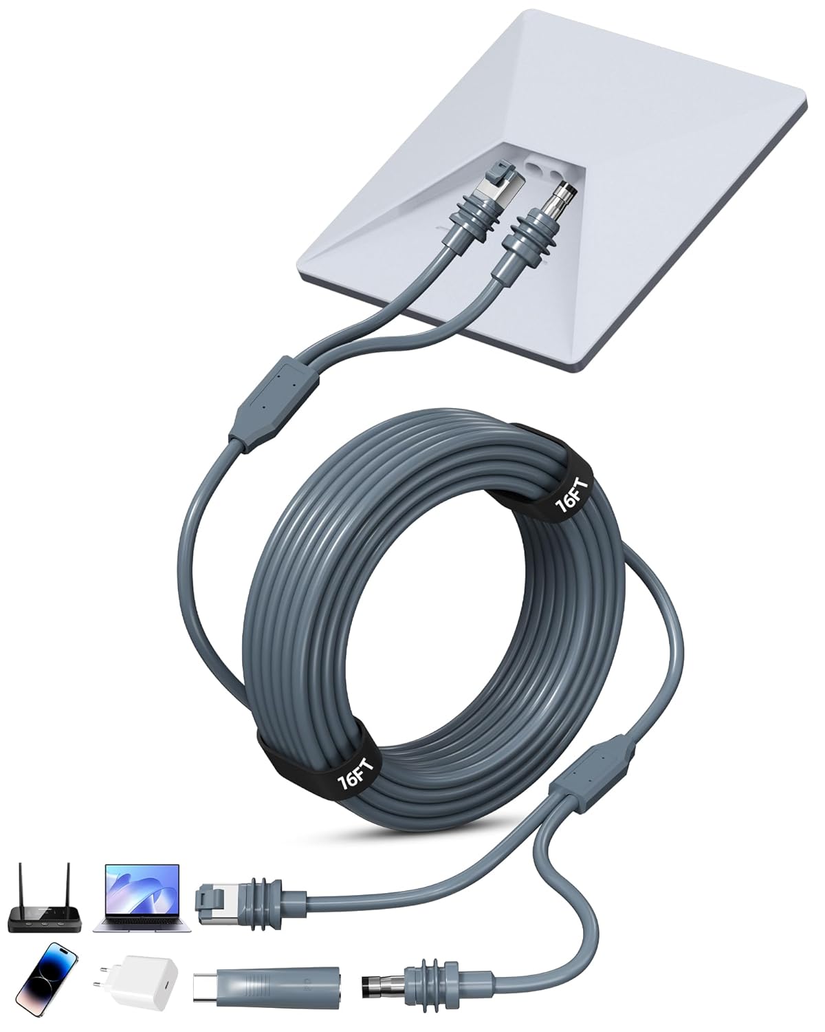Mini Ethernet Cable for Starlink, 3 in 1 Power Cord & RJ45 Cables for Star-link Mini, DC to USB C Replacement Adapter for Power Supply, Waterproof Mi-ni Extension Cord with Data Transfer-33 FT/10M