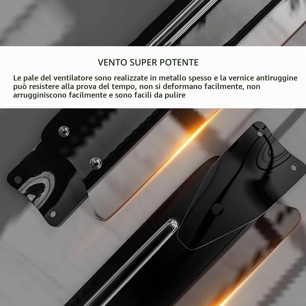 Ventilatore da Soffitto Senza Luce 200cm Ventilatore Industriale con Telecomando, 6 Pale per Camera da Letto, Soggiorno, Fattoria, Veranda(Black)