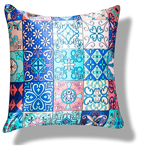 Image of Merhaba Microfiber Satin 250TC Cushion Pillow Covers, Multicolor, Set of 5(Merhabaaa,16x16 Inches)