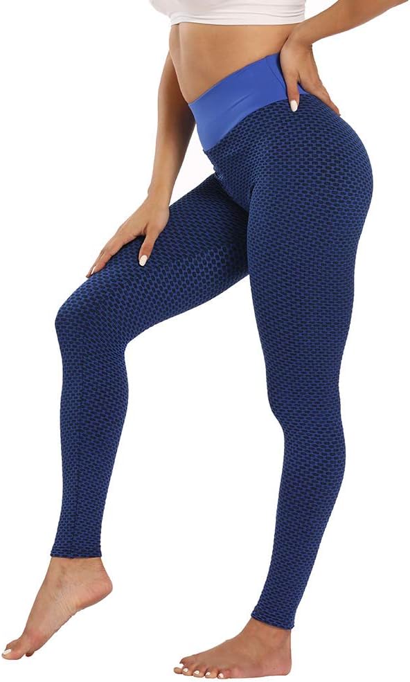 TikTok Leggings for Women - Anti Cellulite High-Waist Tummy Control Butt Lifting Leggings (Black-M), Blue, S