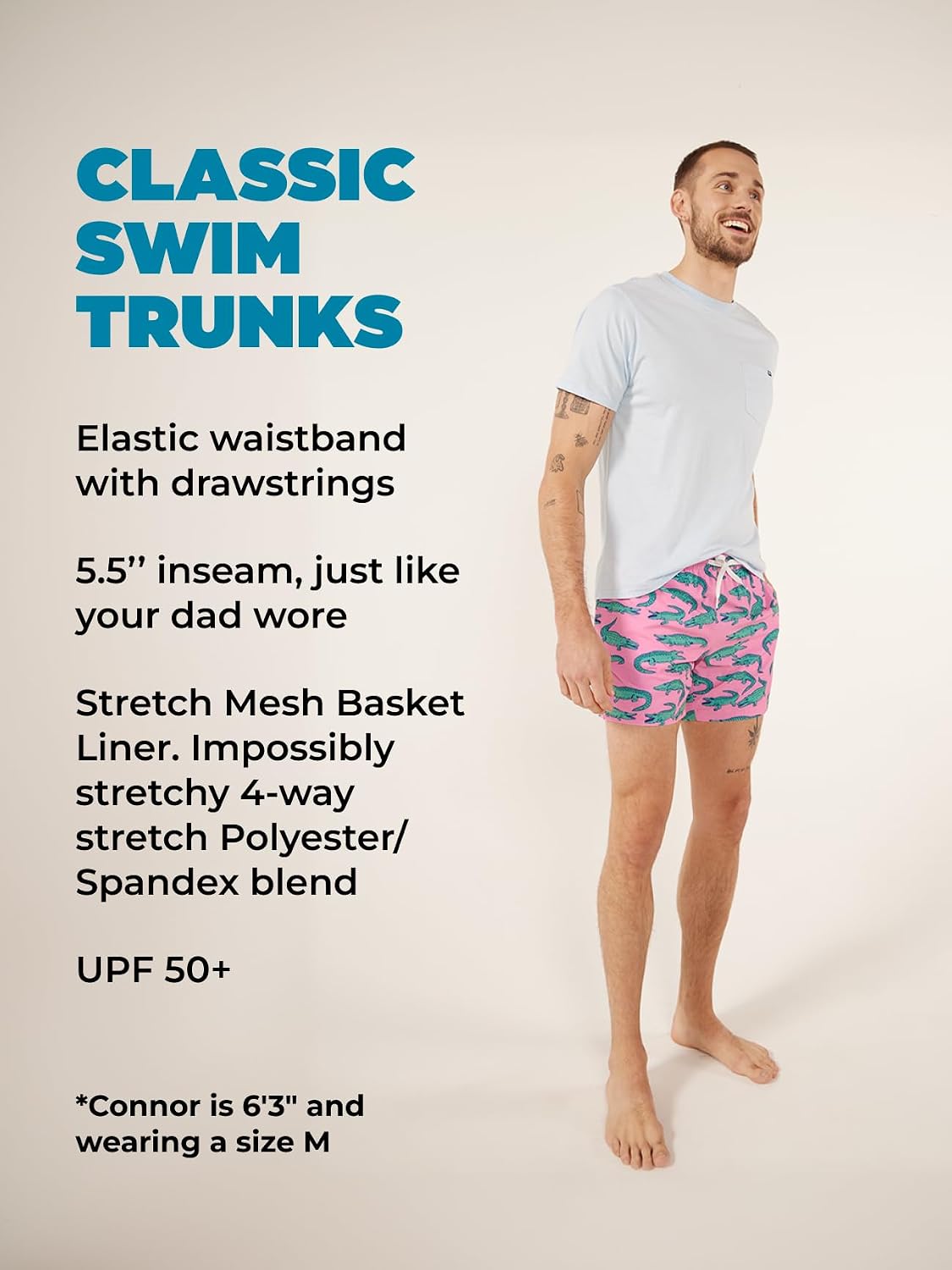 Chubbies Mens Swim Trunks – Mens Swim Shorts with 4-Way Stretch, 5.5” Beach Shorts with Elastic Waist, Drawstring,Mesh Lining