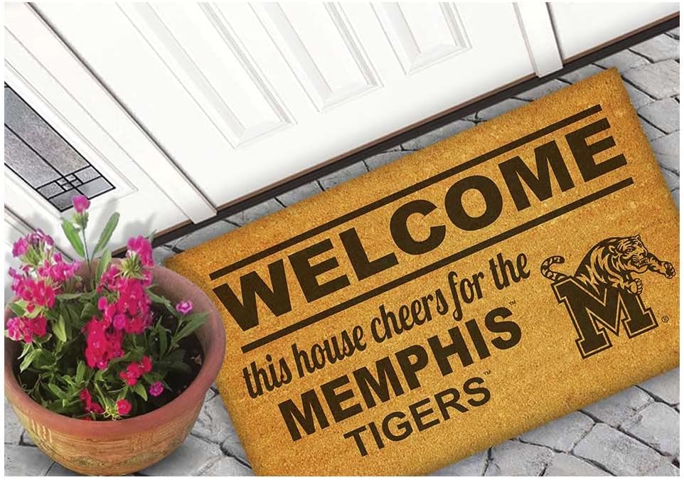 KH Sports Fan Welcome Coir, 18x30 Inches, Outdoor Rug Display Your Team Spirit with This Unique Memphis Tigers Doormat, Multi