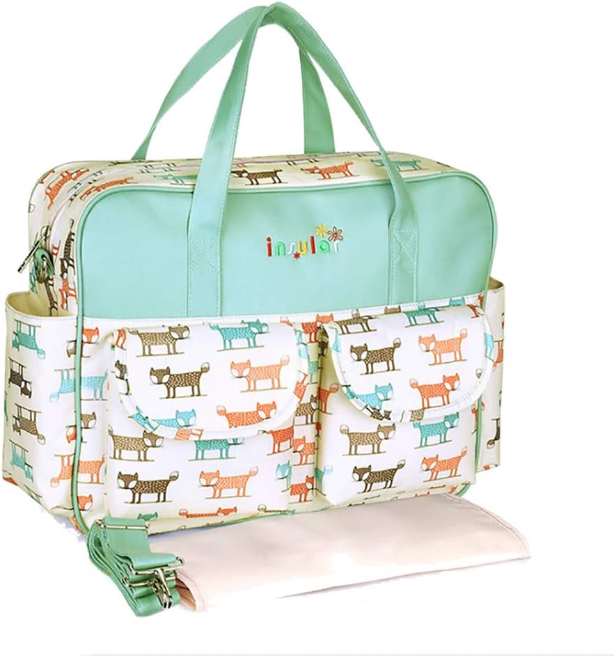Diaper Bag Women Tote Bag Nylon Nappy Bags Sturdy Shoulder Bag Pregnant Handbag for Traveling Fox