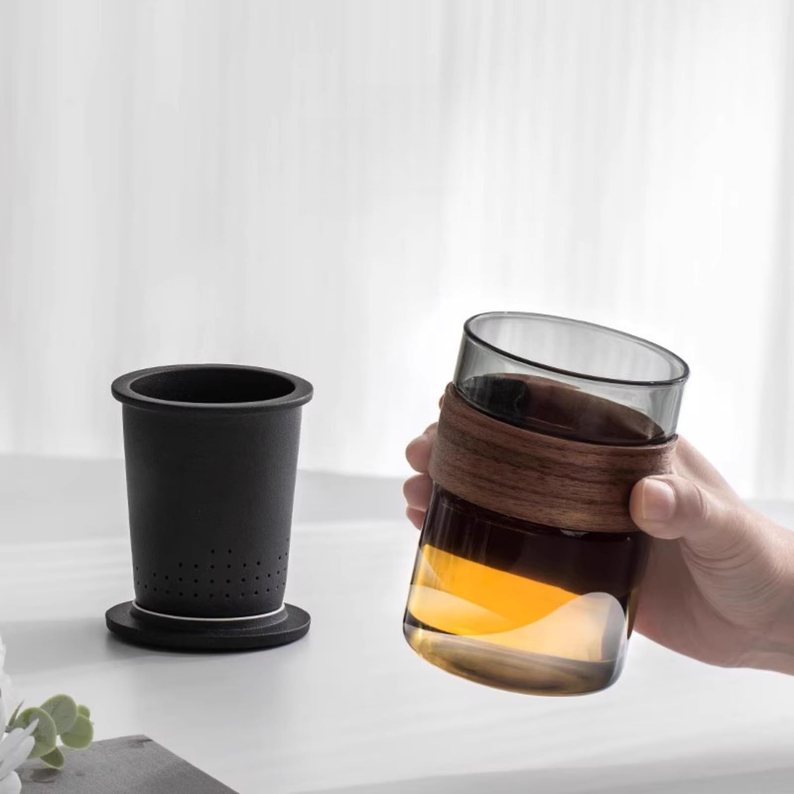 Szklany zaparzacz do herbaty indywidualny zestaw do herbaty, 350 ml, żaroodporna ceramiczna filiżanka
